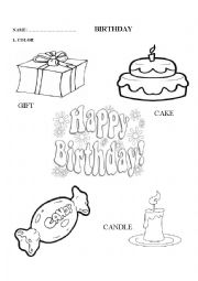 English Worksheet: birthday words