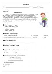 English Worksheet: Reading Comprehension