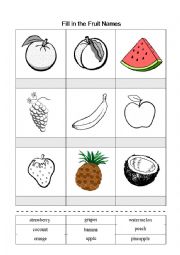 Fill in the Fruit Names