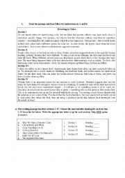 English Worksheet: Reacting to Color
