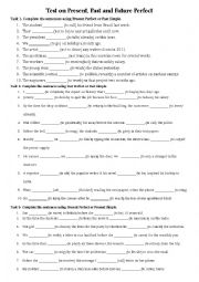 English Worksheet: Present, Past, Future Perfect