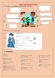 English Worksheet: SELF INTRODUCTION