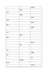 English Worksheet: Irregular verbs short test