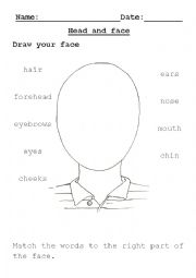 English Worksheet: MY BODY:PARTS OF THE FACE