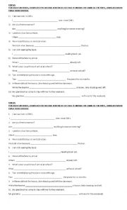 English Worksheet: REVISION TENSES