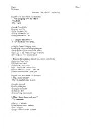 English Worksheet: Exercises CAN