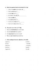 English Worksheet: mini quiz 2