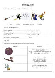 English Worksheet: A strange sport: Quidditch