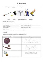 English Worksheet: A strange sport: Quidditch