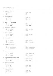 English Worksheet: Testing Present Continuous