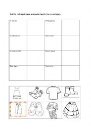 English Worksheet: clothes cut and paste