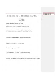 The 7 Habits of Highly Effective Teens - ESL Worksheets. Habit 4: Think Win Win