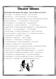 English Worksheet: Theater Idioms Worksheet