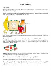 English Worksheet: GOOD NUTRITION - FOOD HABITS