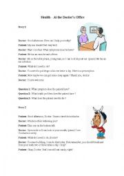 English Worksheet: HEALTH PROBLEMS - DOCTORS OFFICE