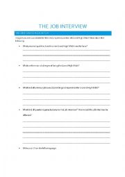 English Worksheet: The Witches by Roald Dahl, Job Interview CV Tasks for Chapter 