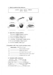 English Worksheet: Food, order food, much, many, any