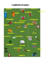 English Worksheet: Camping Words Puzzle