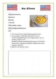English Worksheet: Recipe: Mac & Cheese 