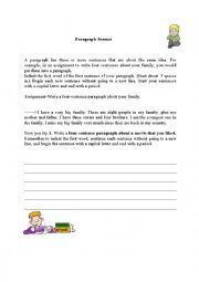 English Worksheet: Beginning Paragraph Writing