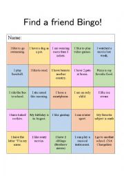 Icebreaker- Find a friend BINGO