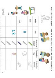 English Worksheet: Name, age, favourite