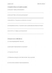 English Worksheet: reported speech