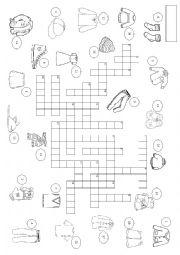 English Worksheet: Clothing - Crossword