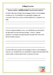 English Worksheet: Editing Exercise