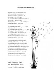English Worksheet: BLOWING IN THE WIND