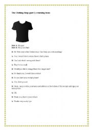 English Worksheet: The clothing shop part 2, returning items