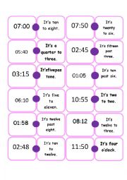English Worksheet: dominoes Time