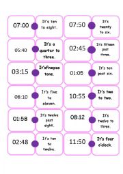 English Worksheet: dominoes Time