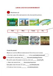 English Worksheet: Can we care for our environment