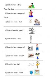 English Worksheet: Does/Doesnt