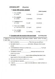 English Worksheet: vocabulary exercise