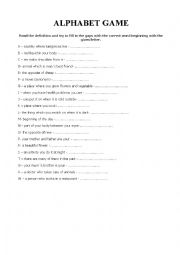 English Worksheet: ALPHABET GAME beginners