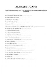 English Worksheet: ALPHABET GAME pre-intermediate