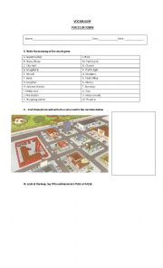 English Worksheet: Places in town