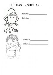 English Worksheet: HE HAS SHE HAS