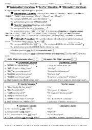 English Worksheet: QUESTIONS 001 The 3 Types of Questions