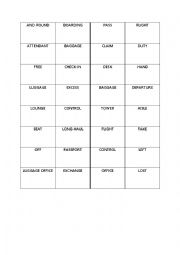 English Worksheet: AT THE AIRPORT vocabulary dominoes puzzle