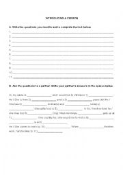 English Worksheet: Introducing a friend
