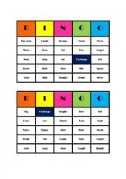 English Worksheet: Irregular verbs bingo