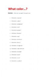 English Worksheet: What color