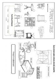 English Worksheet: furniture house.things in my bedroom