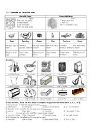English Worksheet: Countable and Uncountable Nouns Exercises