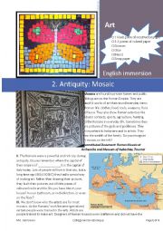 English Worksheet: Art History: 2. Antiquity and Mosaic