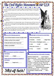 English Worksheet: The Civil Rights Movement in USA