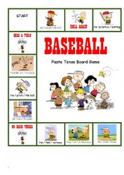 English Worksheet: Baseball/Peanuts Past Tense Game